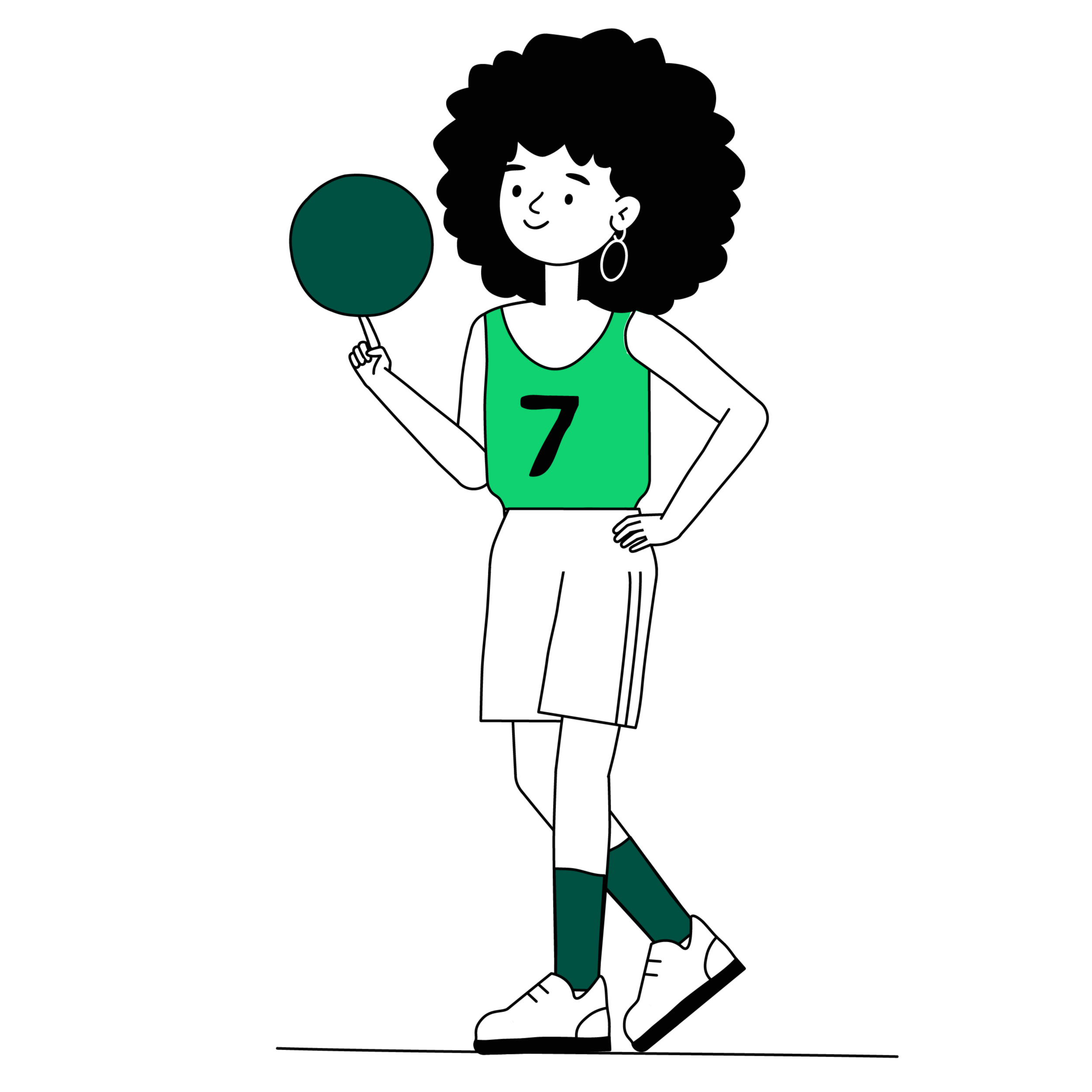 Zeichnung einer Sportlerin mit Ball